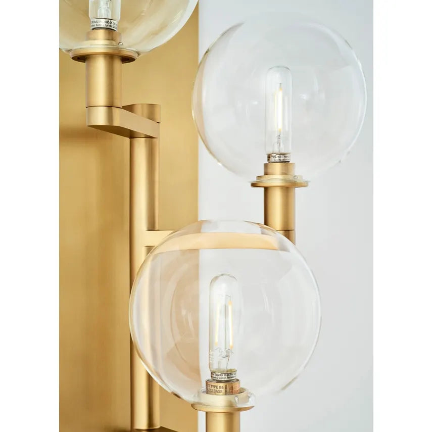 Gambit 3 Light Wall Sconce Clear Glass by Visual & Comfort & Co