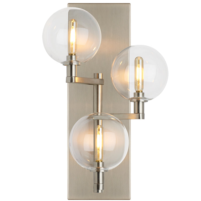 Gambit 3 Light Wall Sconce Clear Glass by Visual & Comfort & Co