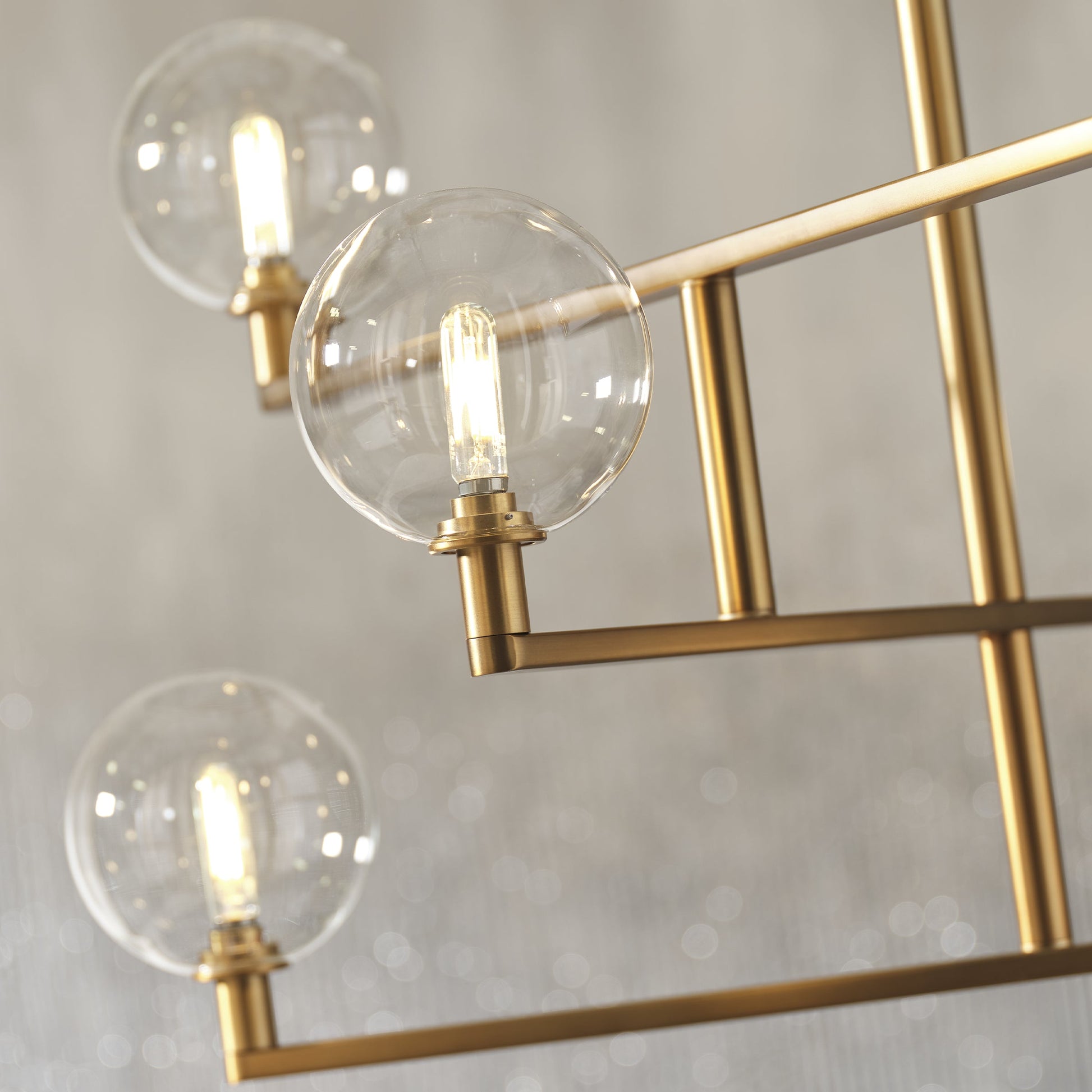 Gambit 8 Light Aged Brass Layered Glass Chandelier by Visual & Comfort & Co