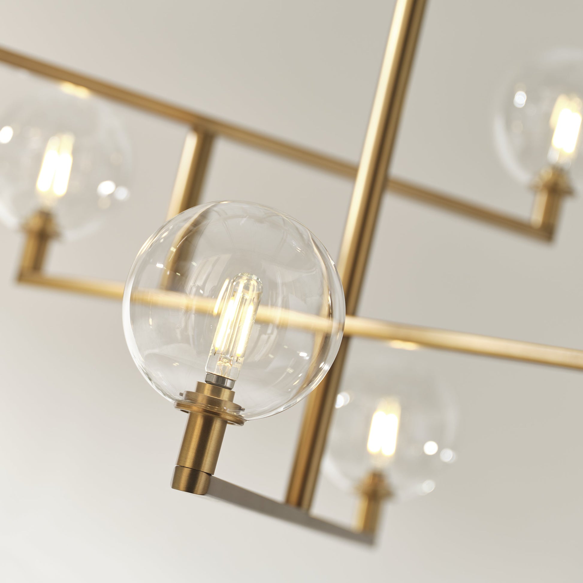Gambit 8 Light Aged Brass Layered Glass Chandelier by Visual & Comfort & Co