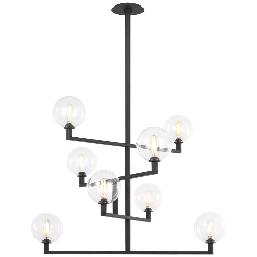 Gambit 8 Light Aged Brass Layered Glass Chandelier by Visual & Comfort & Co