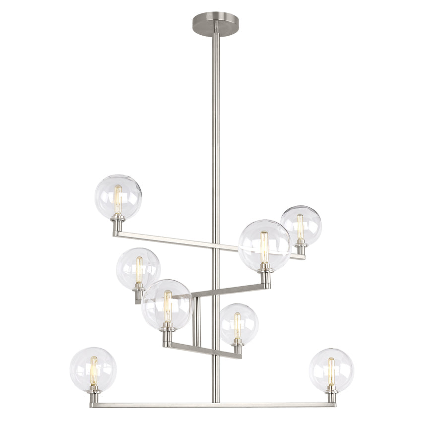 Gambit 8 Light Aged Brass Layered Glass Chandelier by Visual & Comfort & Co