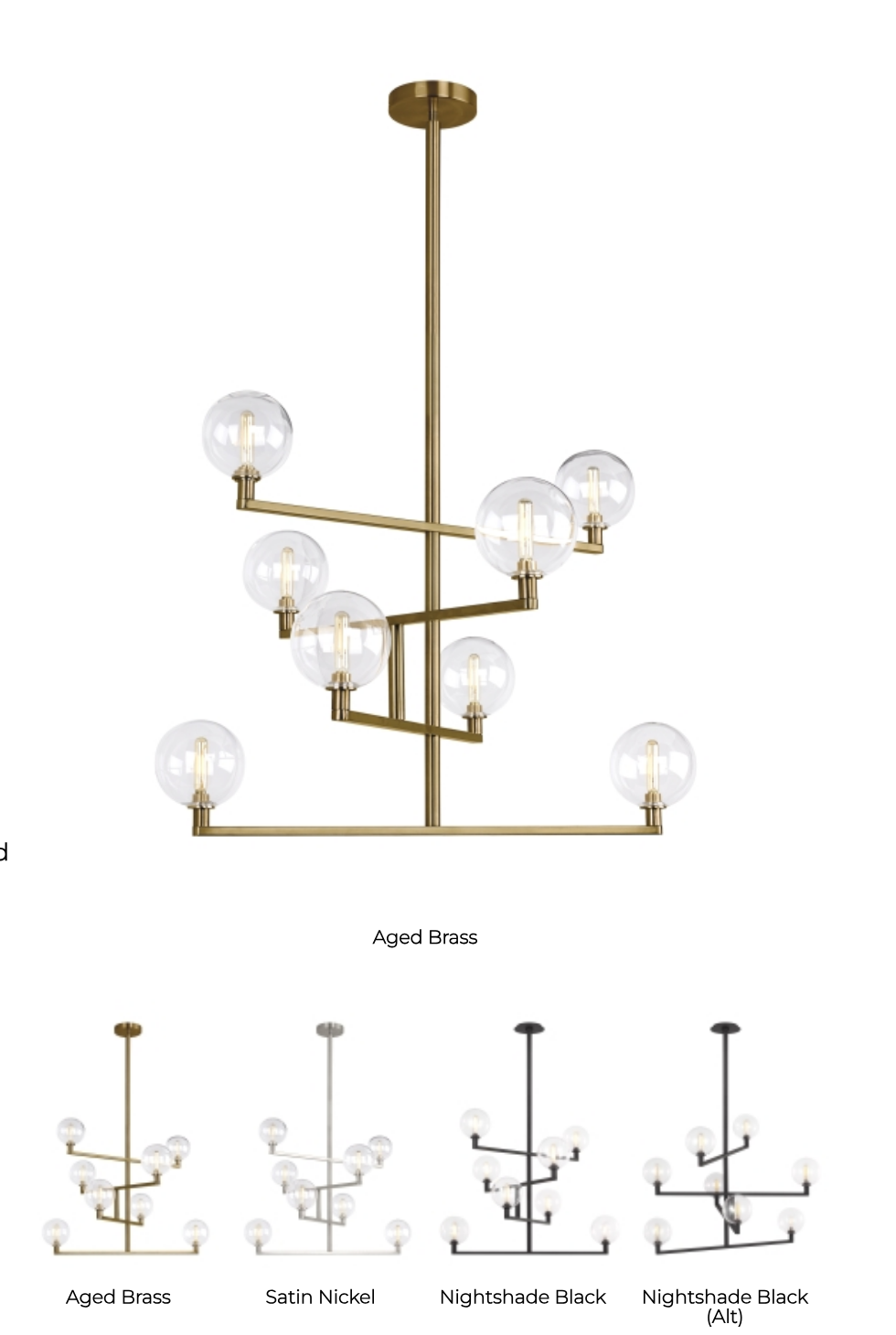Gambit 8 Light Aged Brass Layered Glass Chandelier by Visual & Comfort & Co
