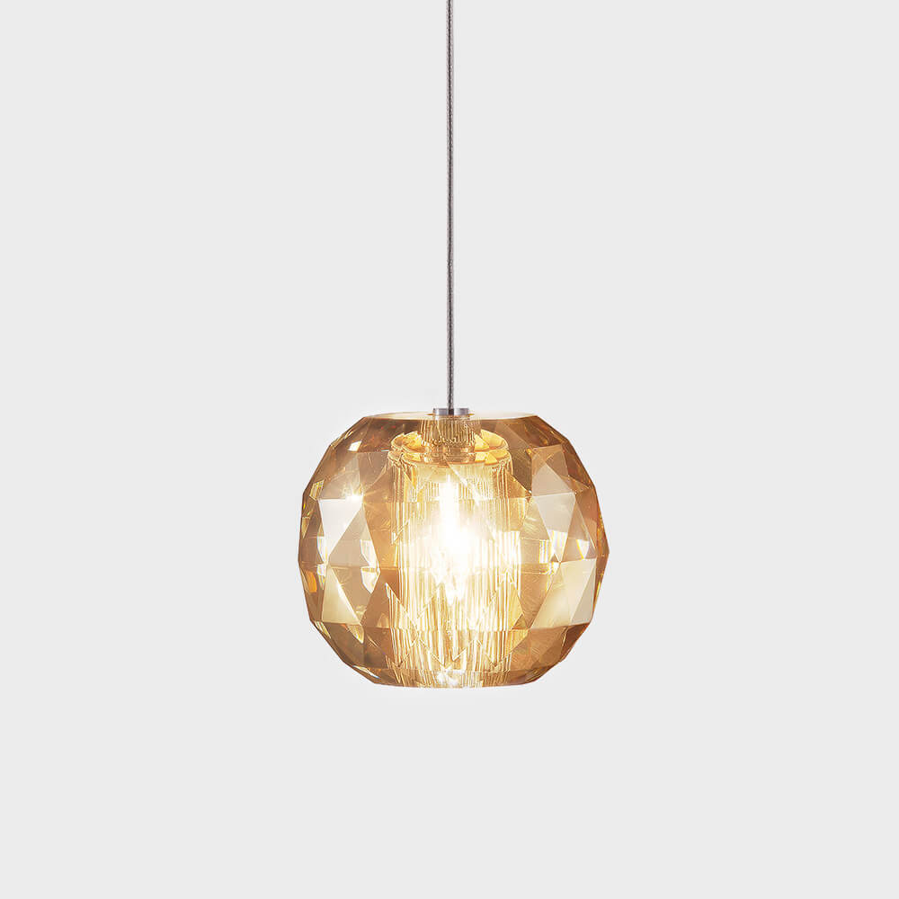 Gemma single pendant by Viso, amber solid crystal
