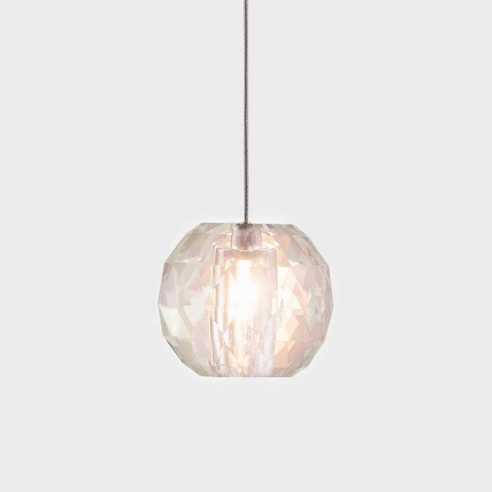 Gemma single pendant by Viso, clear solid crystal