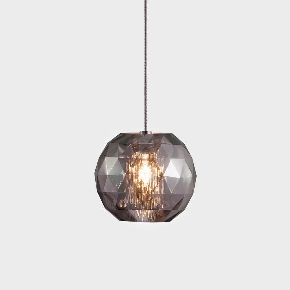 Gemma single pendant by Viso, smoke solid crystal