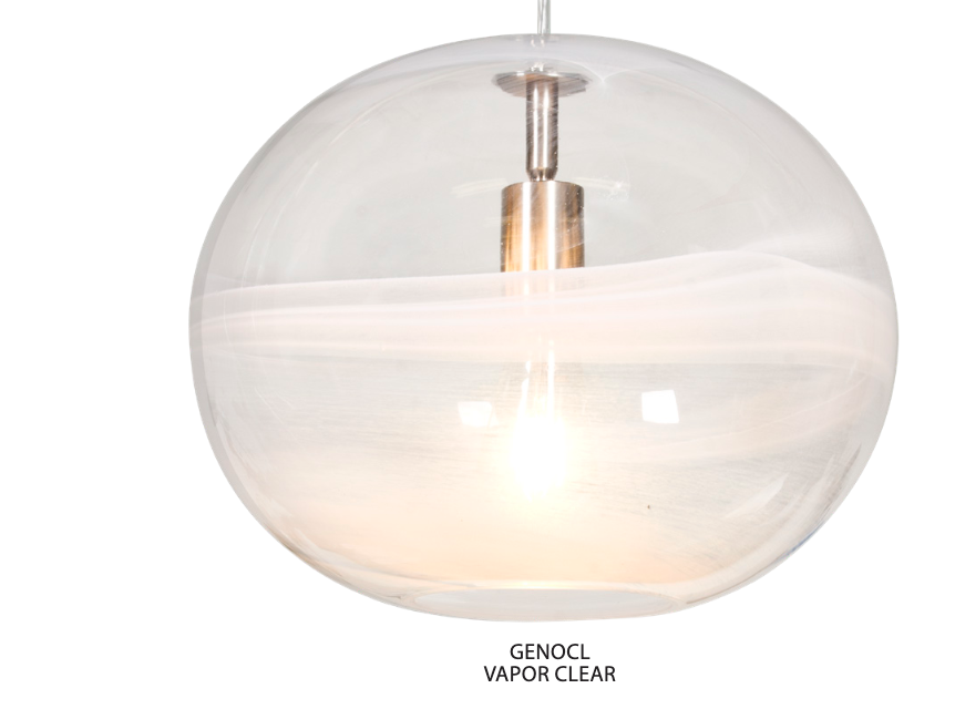 Vapor Clear art glass shade for residential and hospitality pendant lighting applications