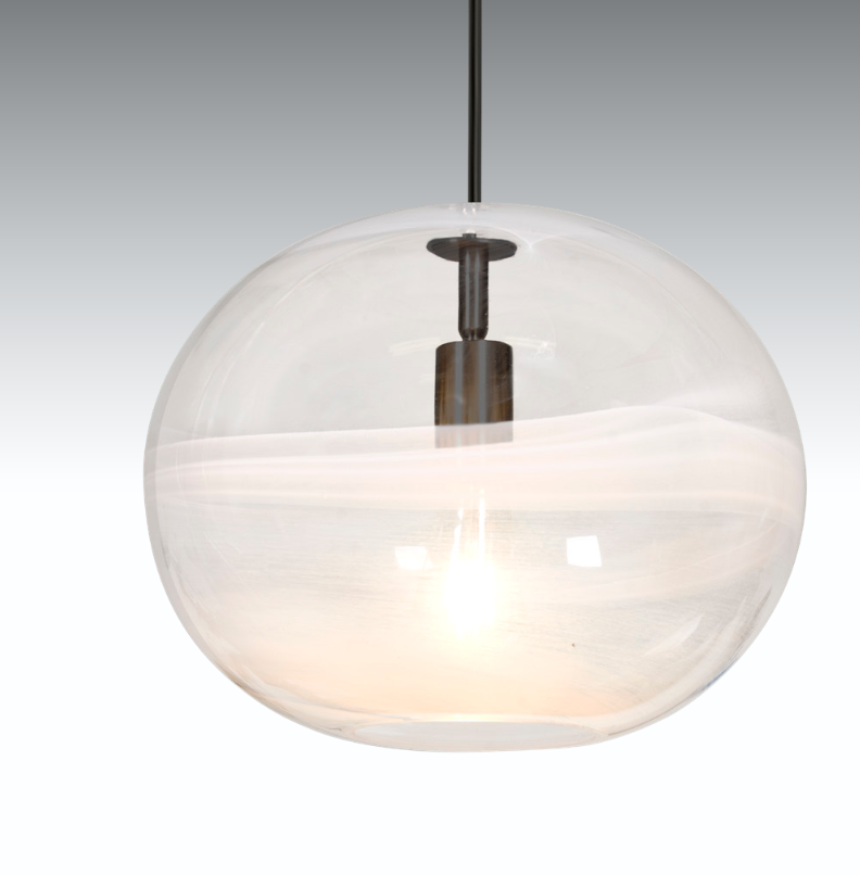 Decorative blown glass Geno pendant light for residential and hospitality interiors