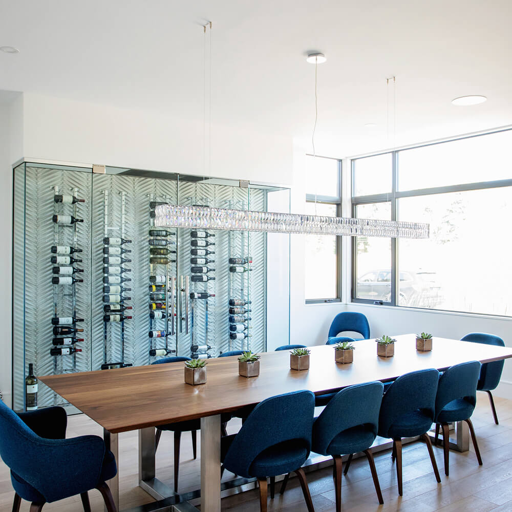 Gia Linear linear crystal suspension light by Viso in a lifestyle setting