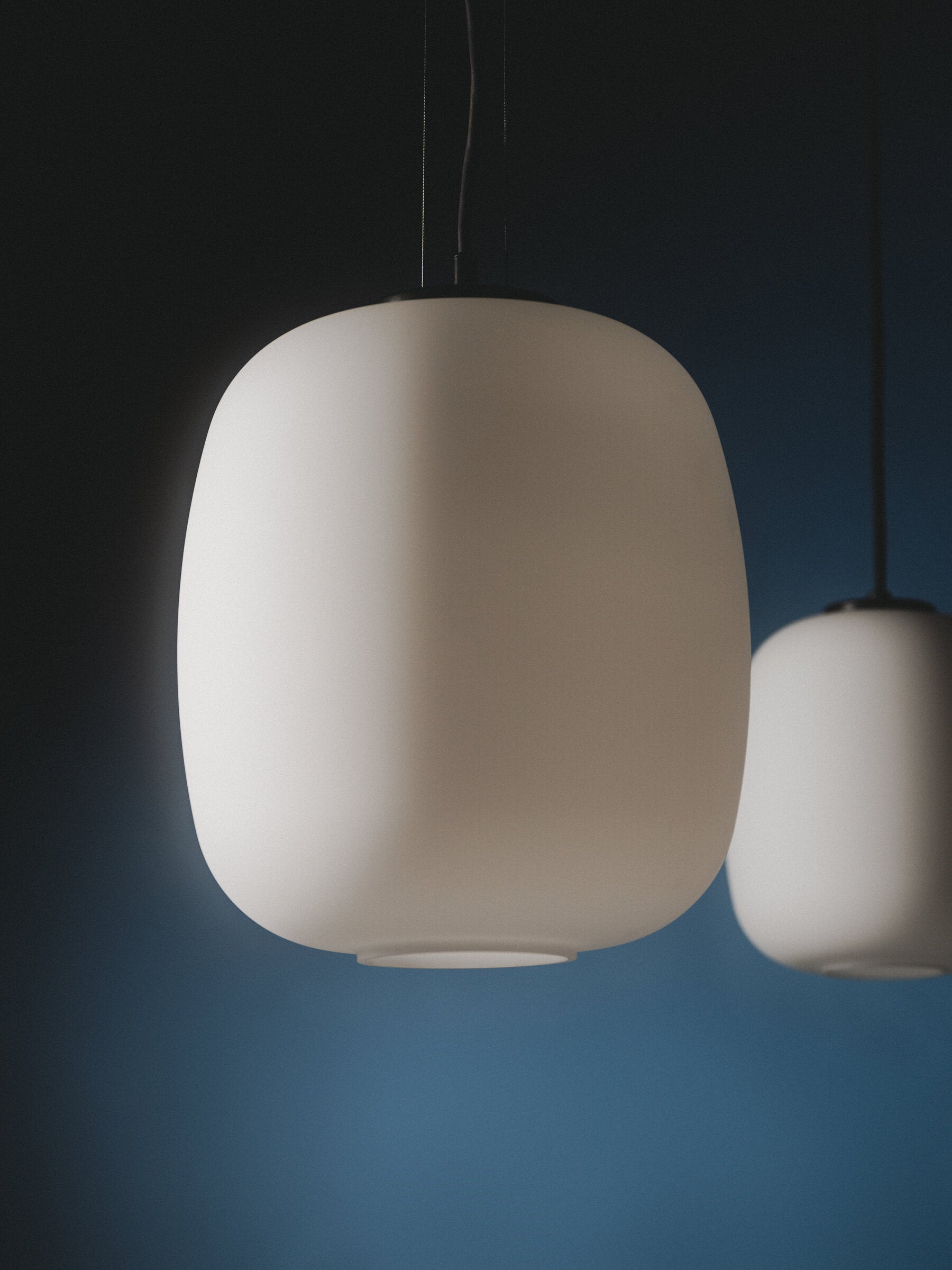 Spanish designer pendant lamp with timeless opal glass construction