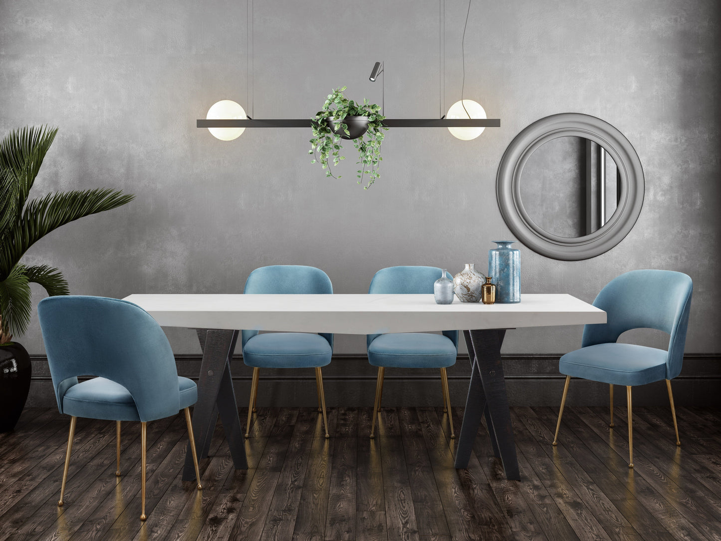 Swell Performance Velvet Dining Chair Sea Blue by Tov Furniture