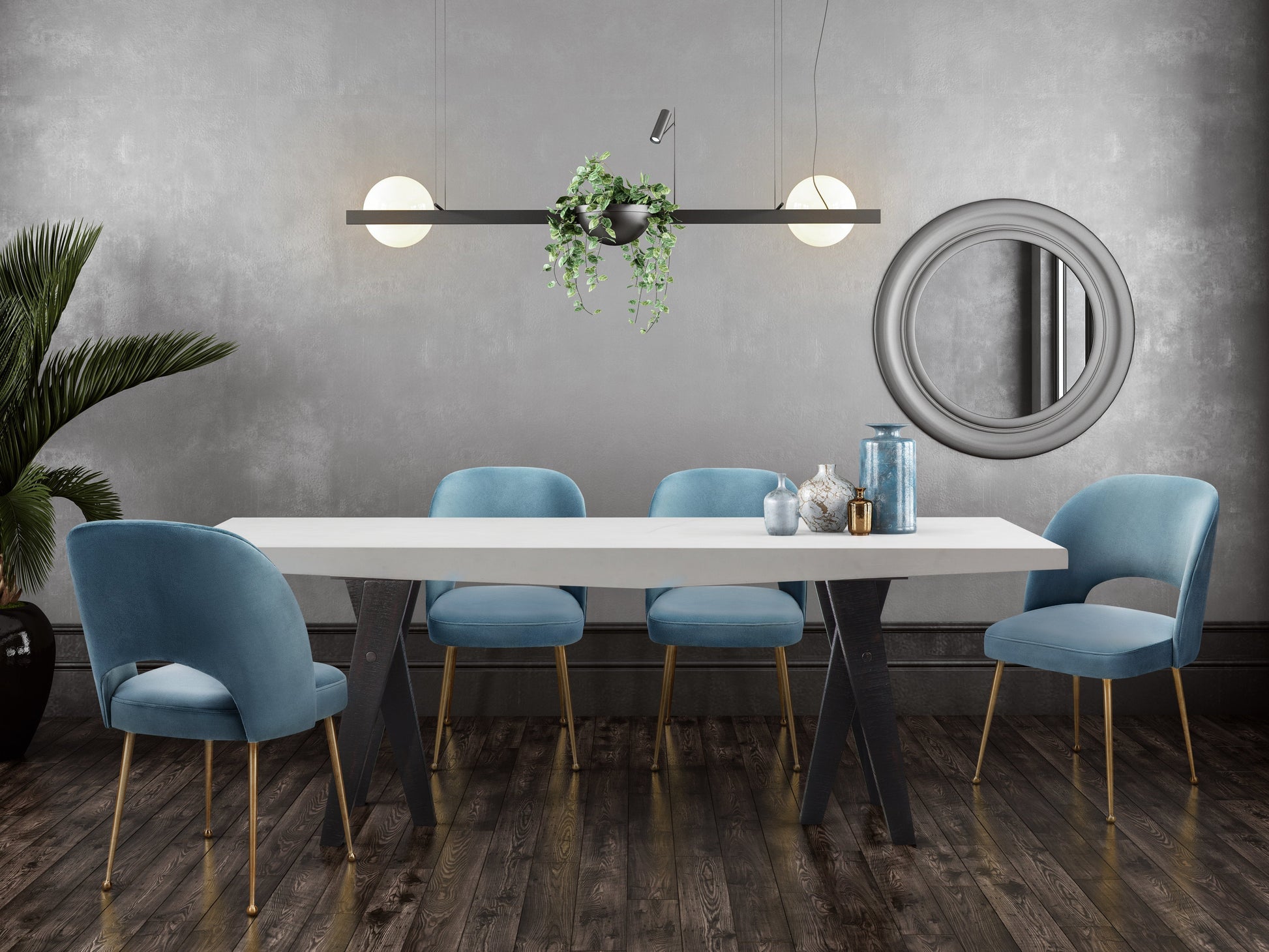 Swell Performance Velvet Dining Chair Sea Blue by Tov Furniture