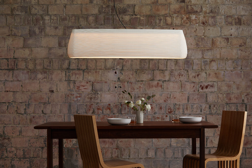 Handcrafted Recycled Cardboard Linear Led Pendant Light By Graypants