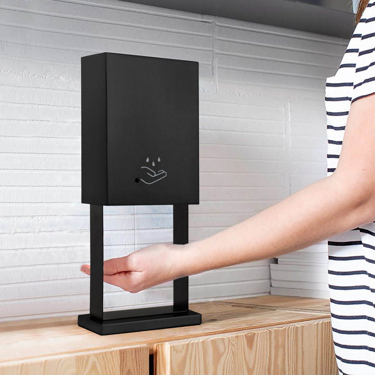 Luxe Touchless Hand Sanitizer Floor Stand, 54" by Nova of California, Matte Black / Table Top – view 19