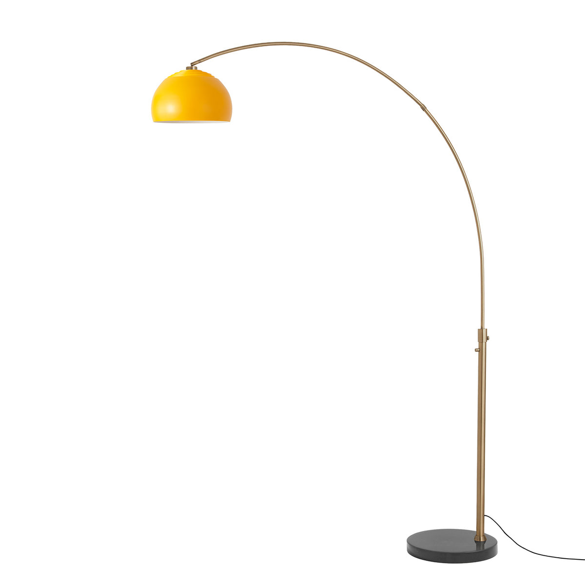 Float Half Dome 92" Arc Lamp by Nova of California, Mustard shade, Weathered Brass body, Black Marble base – view 42
