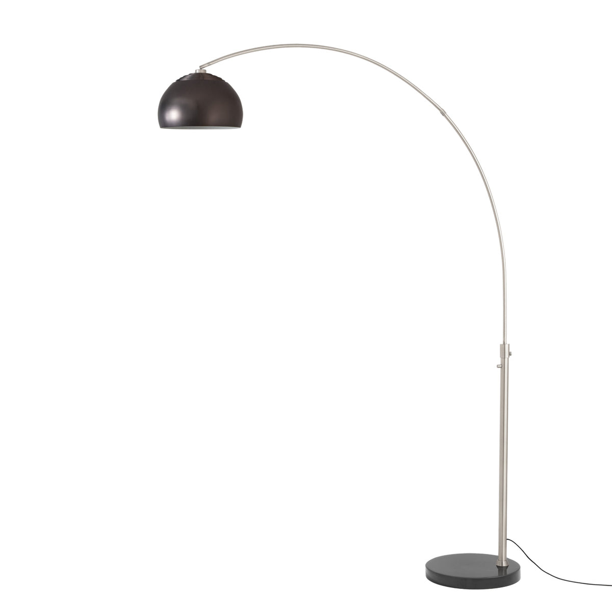 Float Half Dome 92" Arc Lamp by Nova of California, Black Nickel shade, Satin Nickel body, Black base – view 24