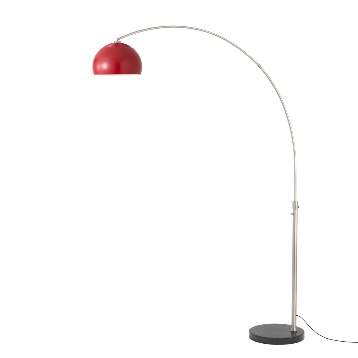 Float Half Dome 92" Arc Lamp by Nova of California, Crimson Red shade, Satin Nickel body, Black base – view 23