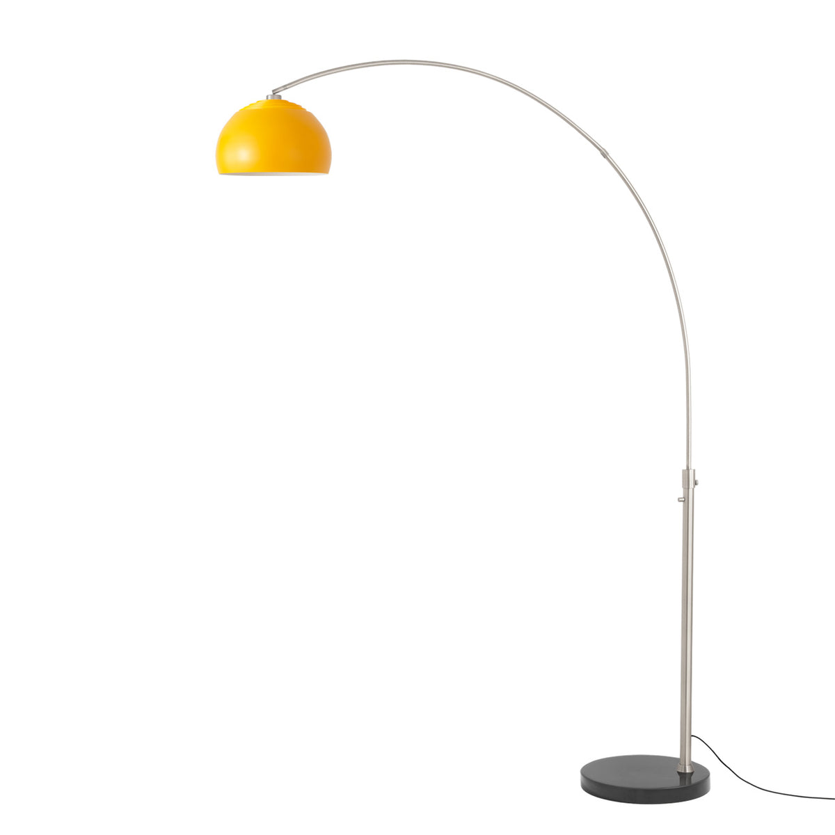 Float Half Dome 92" Arc Lamp by Nova of California, Mustard shade, Satin Nickel body, Black base – view 25