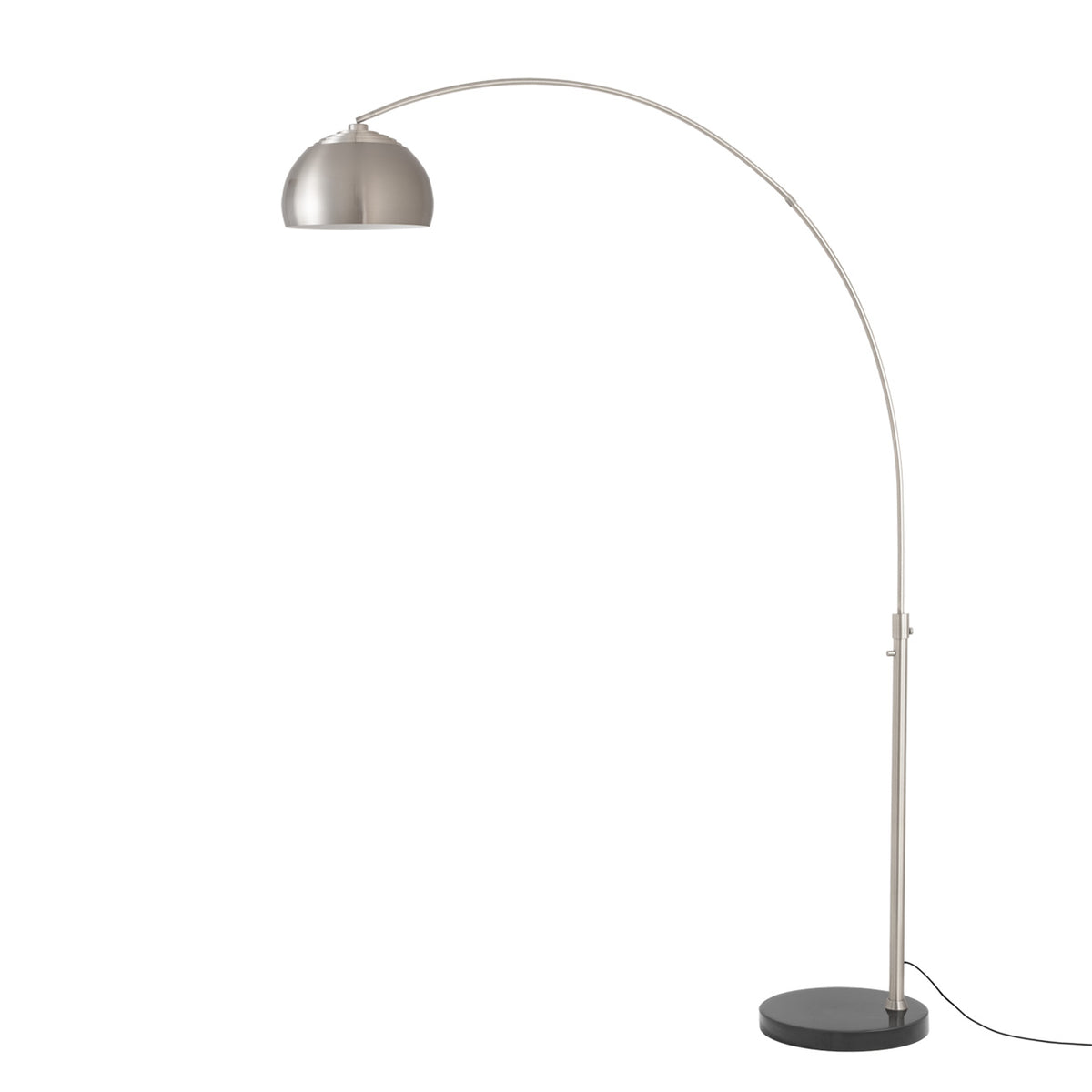 Float Half Dome 92" Arc Lamp by Nova of California, Satin Nickel shade, Satin Nickel body, Black base – view 26