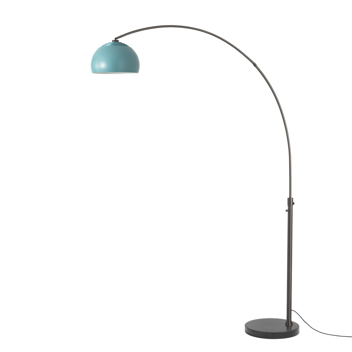 Float Half Dome 92" Arc Lamp by Nova of California, Turquoise shade, Black Nickel body, Black base – view 13