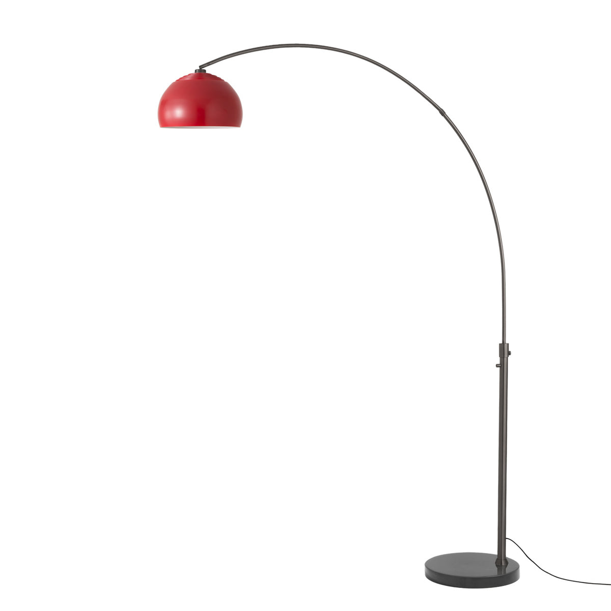 Float Half Dome 92" Arc Lamp by Nova of California, Crimson Red shade, Black Nickel body, Black base – view 32