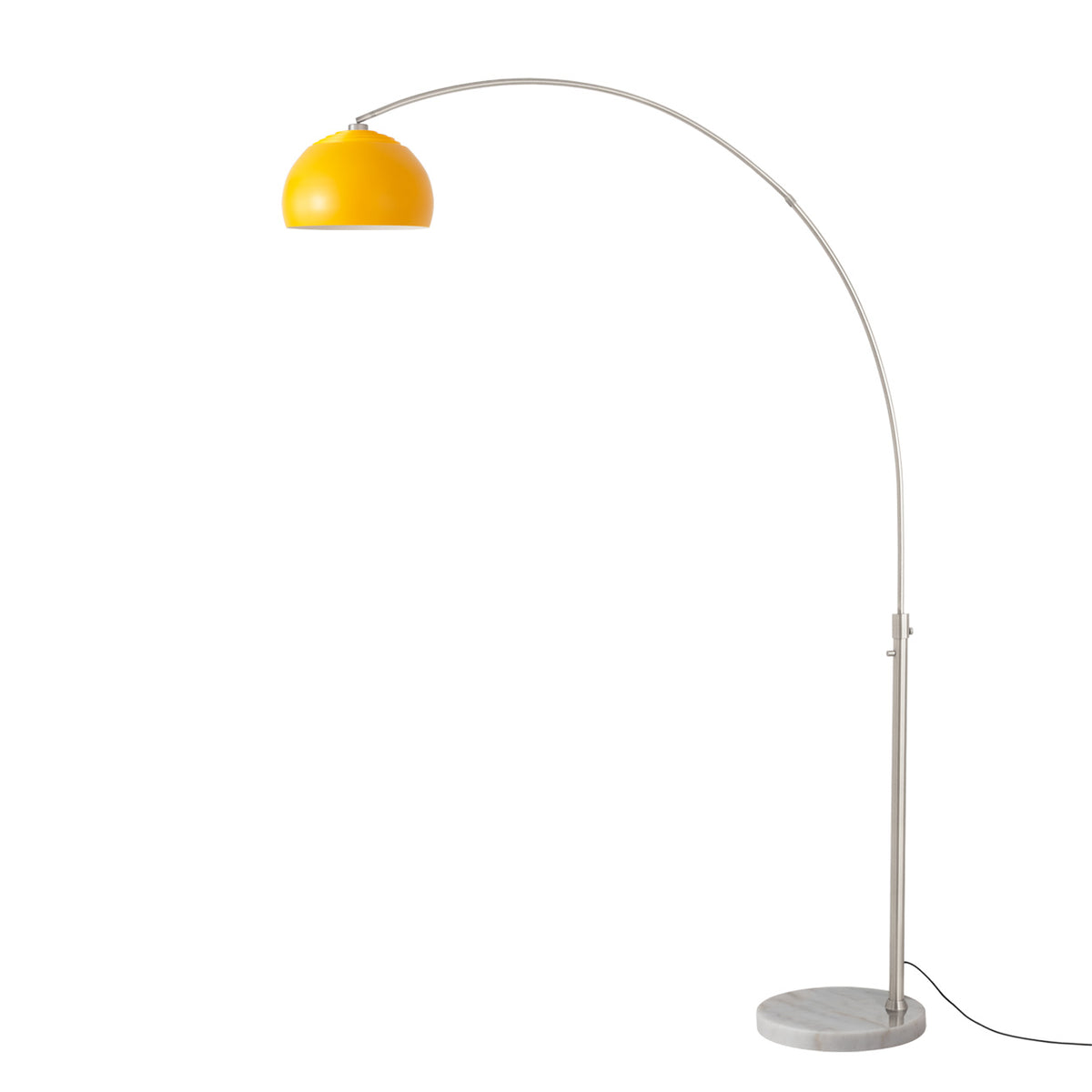 Float Half Dome 92" Arc Lamp by Nova of California, Mustard shade, Satin Nickel body, White base – view 20