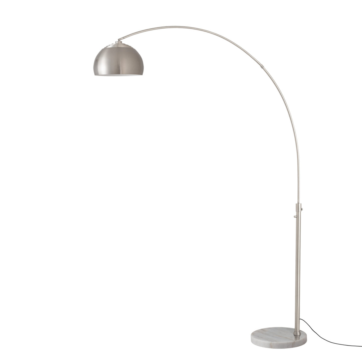 Float Half Dome 92" Arc Lamp by Nova of California, Satin Nickel shade, Satin Nickel body, White base – view 22