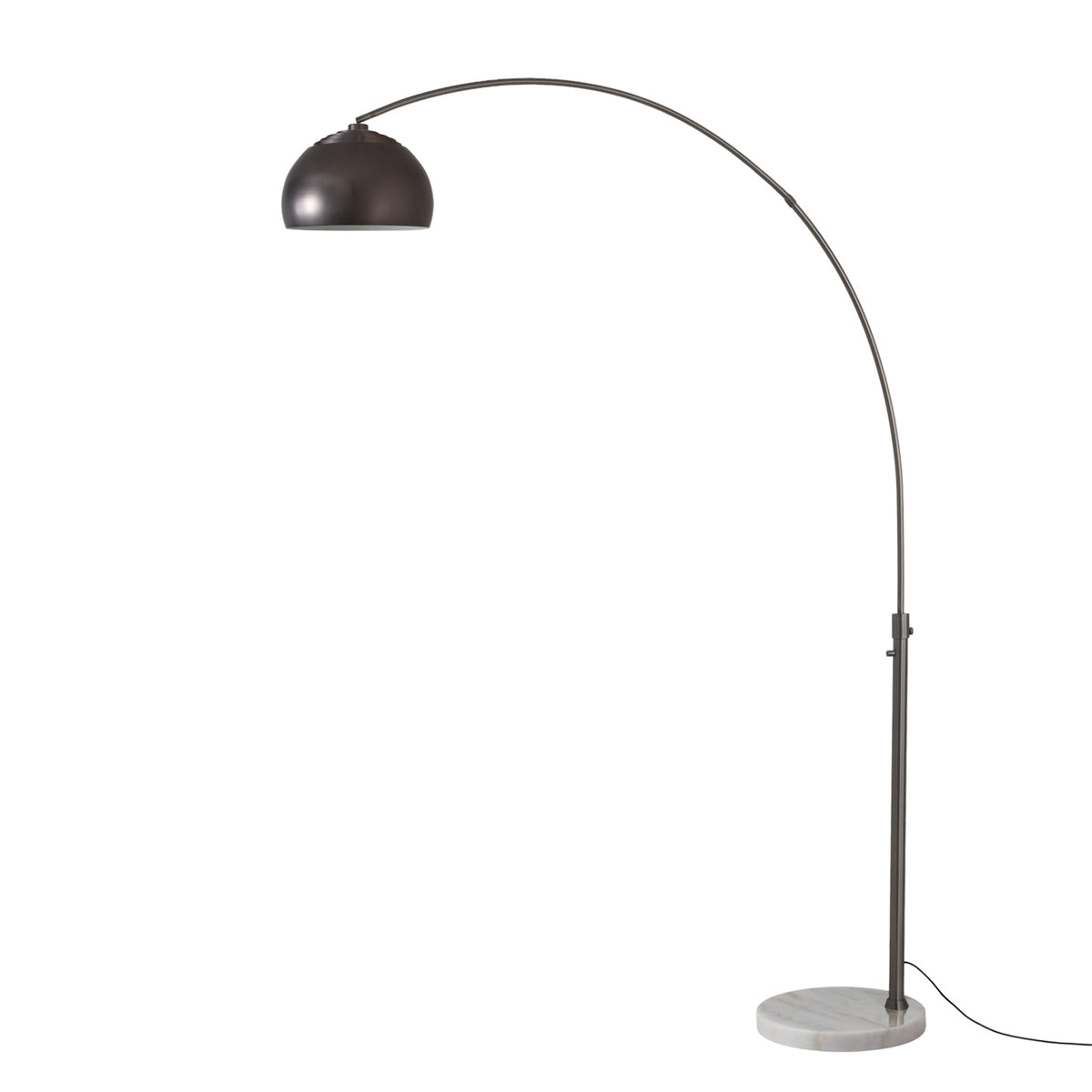 Float Half Dome 92" Arc Lamp by Nova of California, Black Nickel shade, Black Nickel body, White base – view 16
