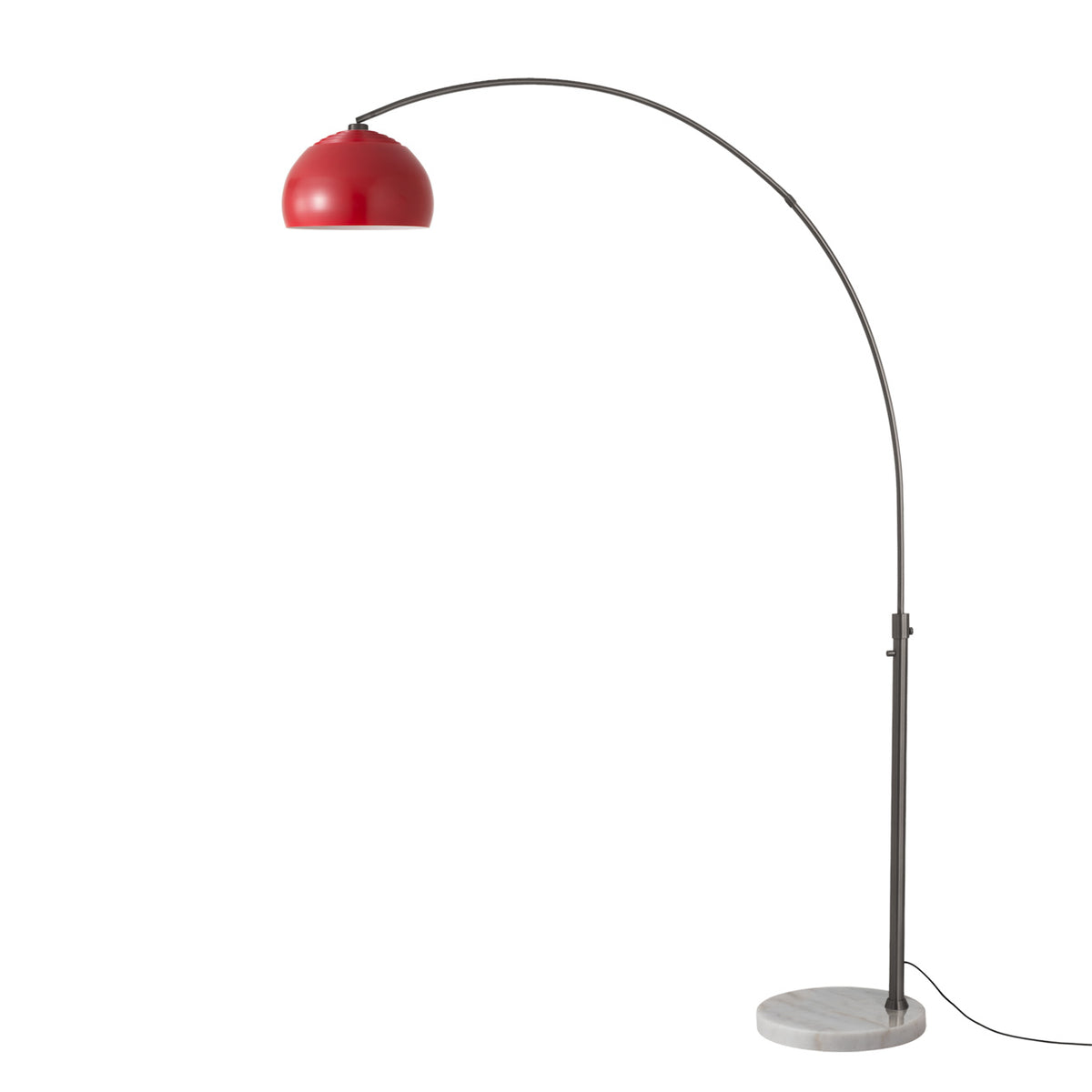 Float Half Dome 92" Arc Lamp by Nova of California, Crimson Red shade, Black Nickel body, White base – view 33