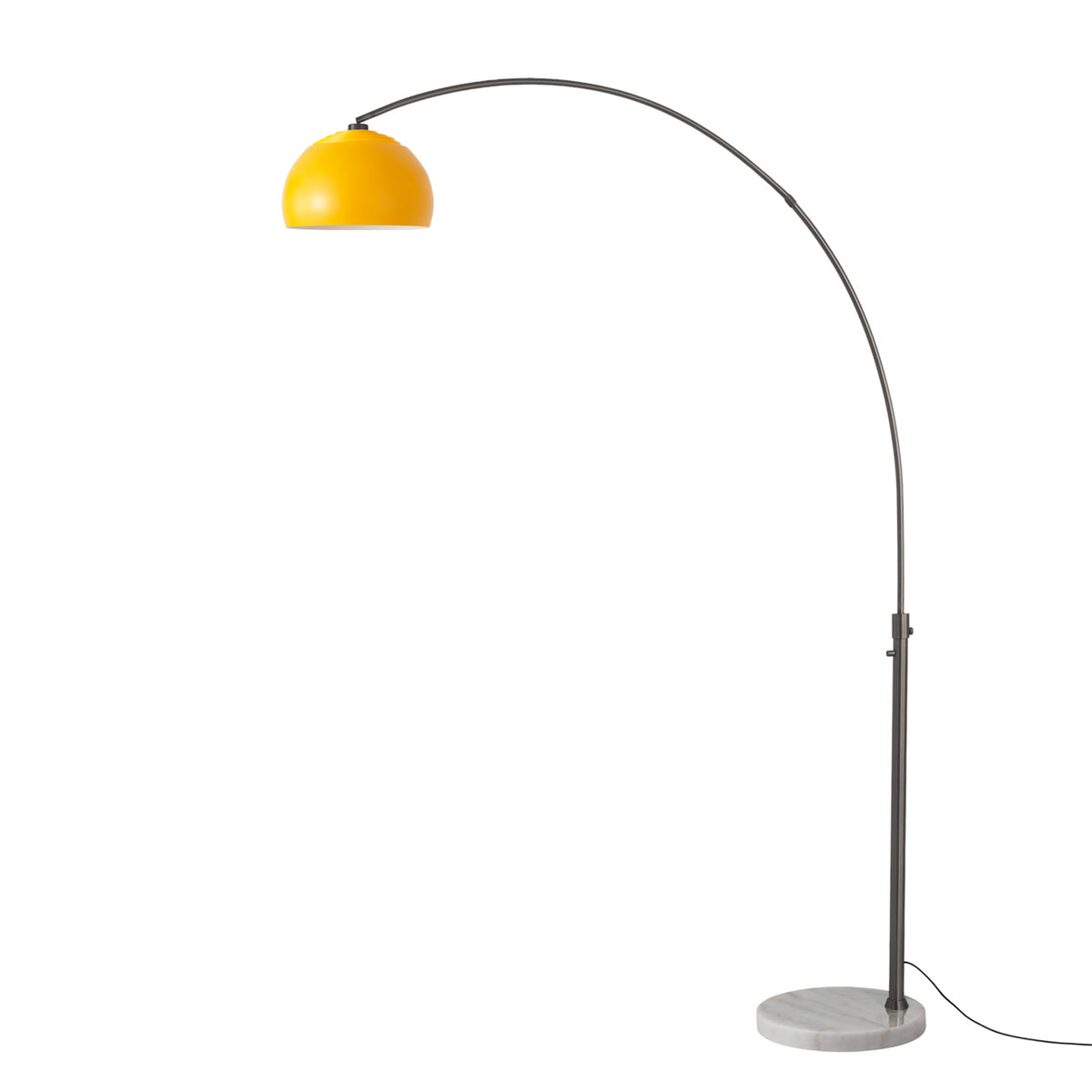 Float Half Dome 92" Arc Lamp by Nova of California, Mustard shade, Black Nickel body, White base – view 17