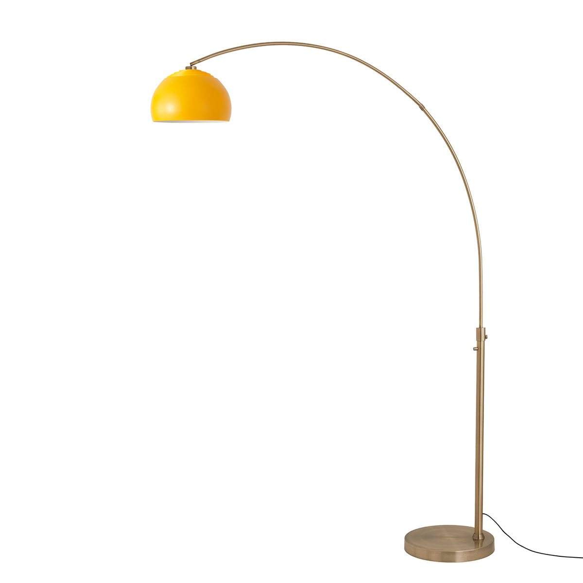 Float Half Dome 92" Arc Lamp by Nova of California, Mustard shade, Weathered Brass body, Weathered Brass base – view 43
