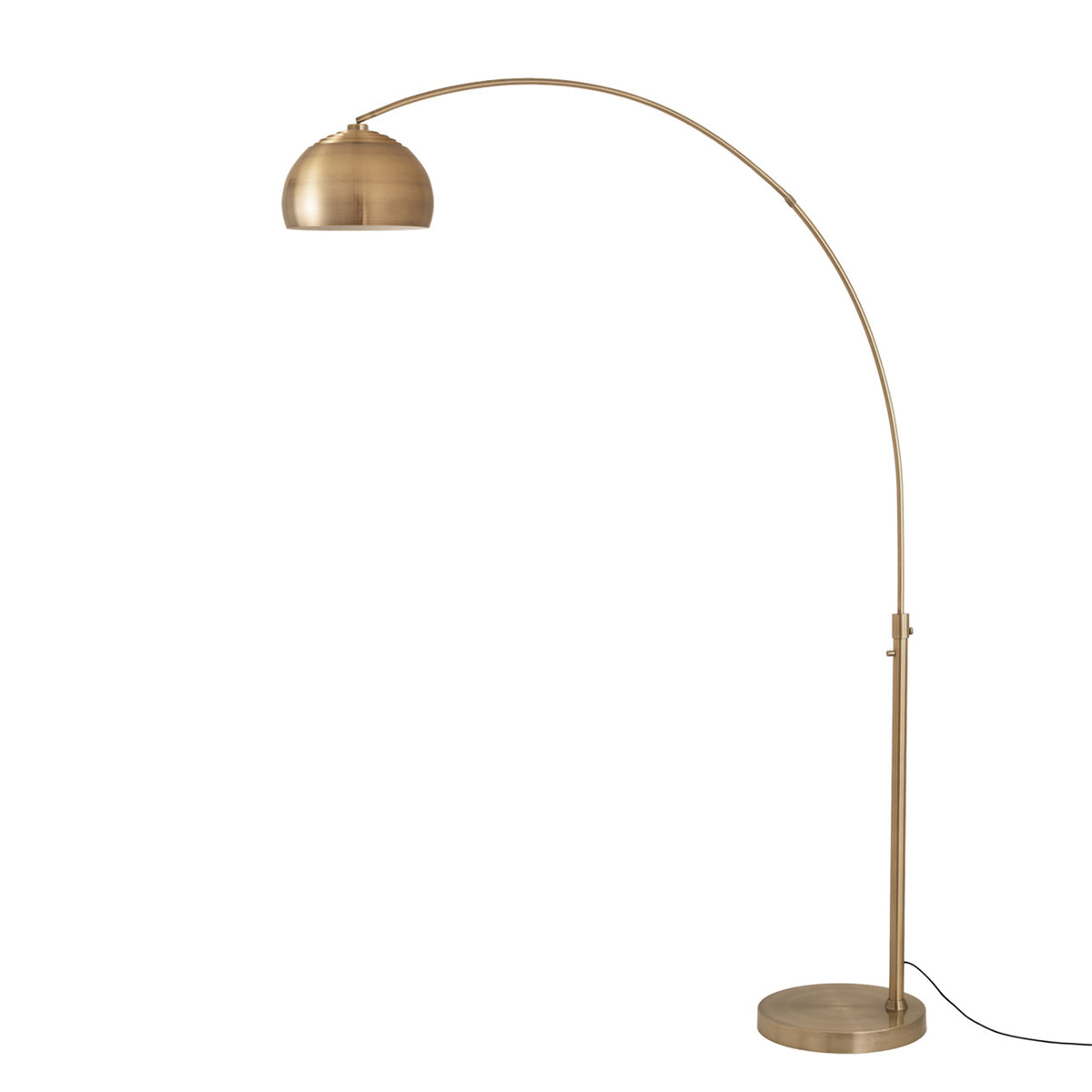 Float Half Dome 92" Arc Lamp by Nova of California, Weathered Brass shade, Weathered Brass body, Weathered Brass base – view 2