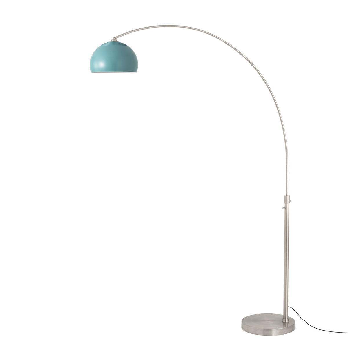Float Half Dome 92" Arc Lamp by Nova of California, Turquoise shade, Satin Nickel body, Satin Nickel base – view 35