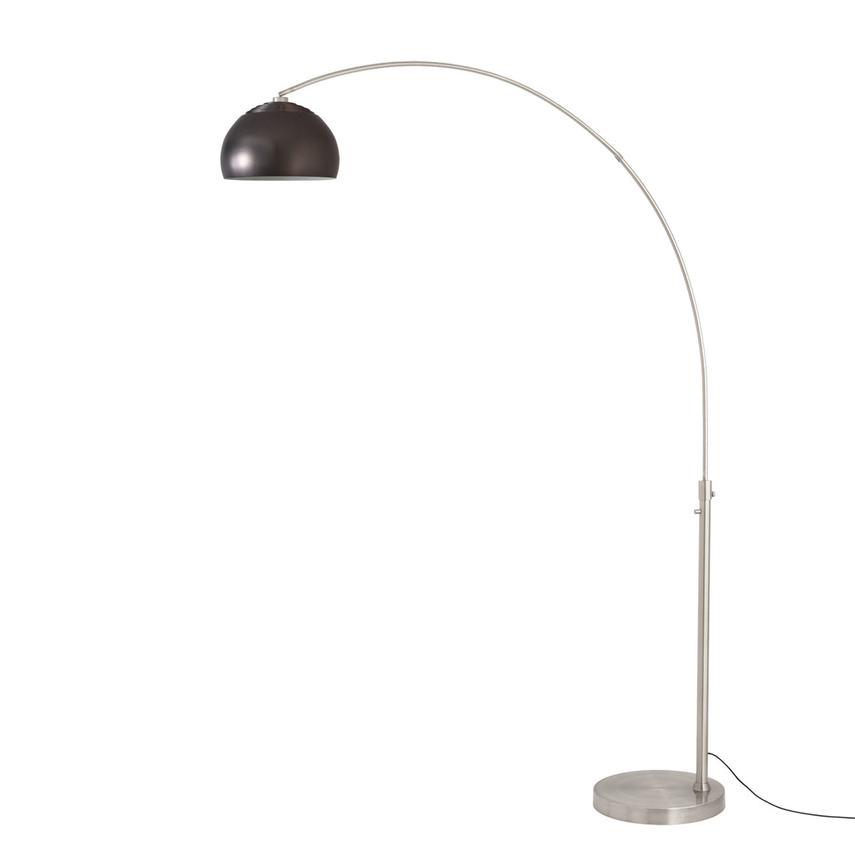Float Half Dome 92" Arc Lamp by Nova of California, Black Nickel shade, Satin Nickel body, Satin Nickel base – view 19