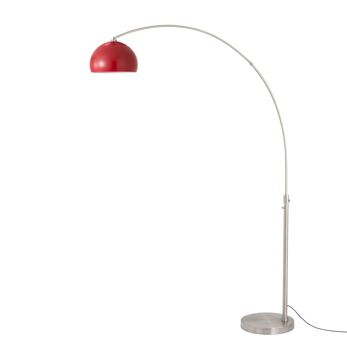 Float Half Dome 92" Arc Lamp by Nova of California, Crimson Red shade, Satin Nickel body, Satin Nickel base – view 28