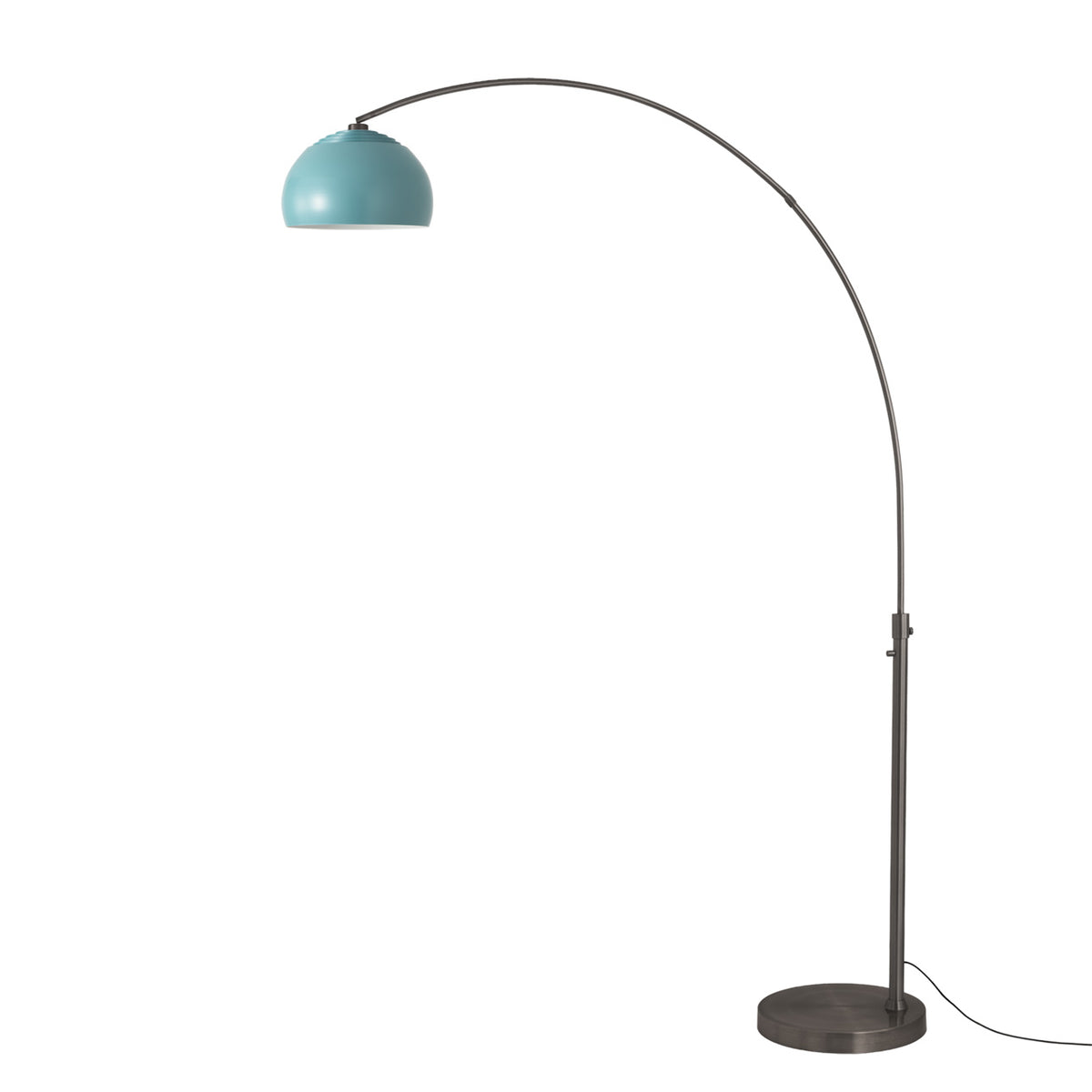 Float Half Dome 92" Arc Lamp by Nova of California, Turquoise shade, Black Nickel body, Black Nickel base – view 10