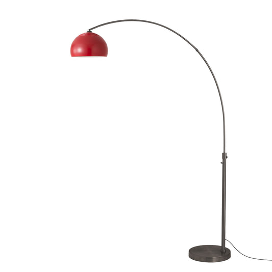 Float Half Dome 92" Arc Lamp by Nova of California, Crimson Red shade, Black Nickel body, Black Nickel base – view 1