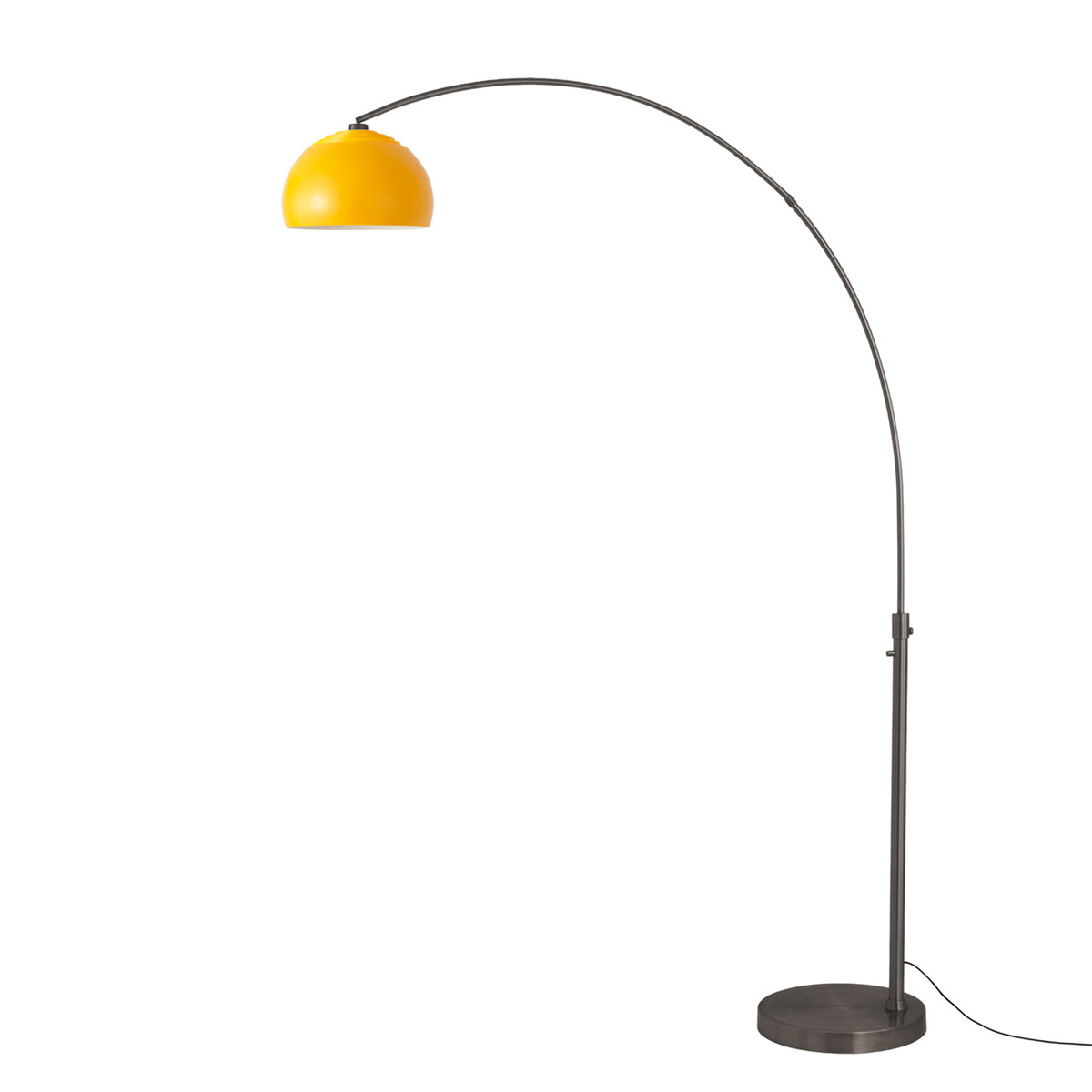 Float Half Dome 92" Arc Lamp by Nova of California, Mustard shade, Black Nickel body, Black Nickel base – view 9