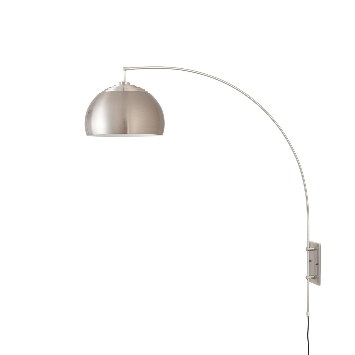 Half Dome Wall Mounted Arc Lamp by Nova of California, Satin Nickel shade, Satin Nickel base – view 14