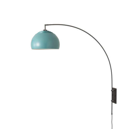 Half Dome Wall Mounted Arc Lamp by Nova of California, Turquoise shade, Black Nickel base – view 1