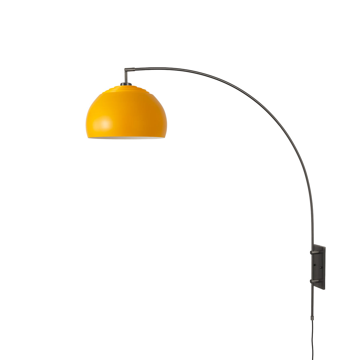 Half Dome Wall Mounted Arc Lamp by Nova of California, Mustard shade, Black Nickel base – view 3