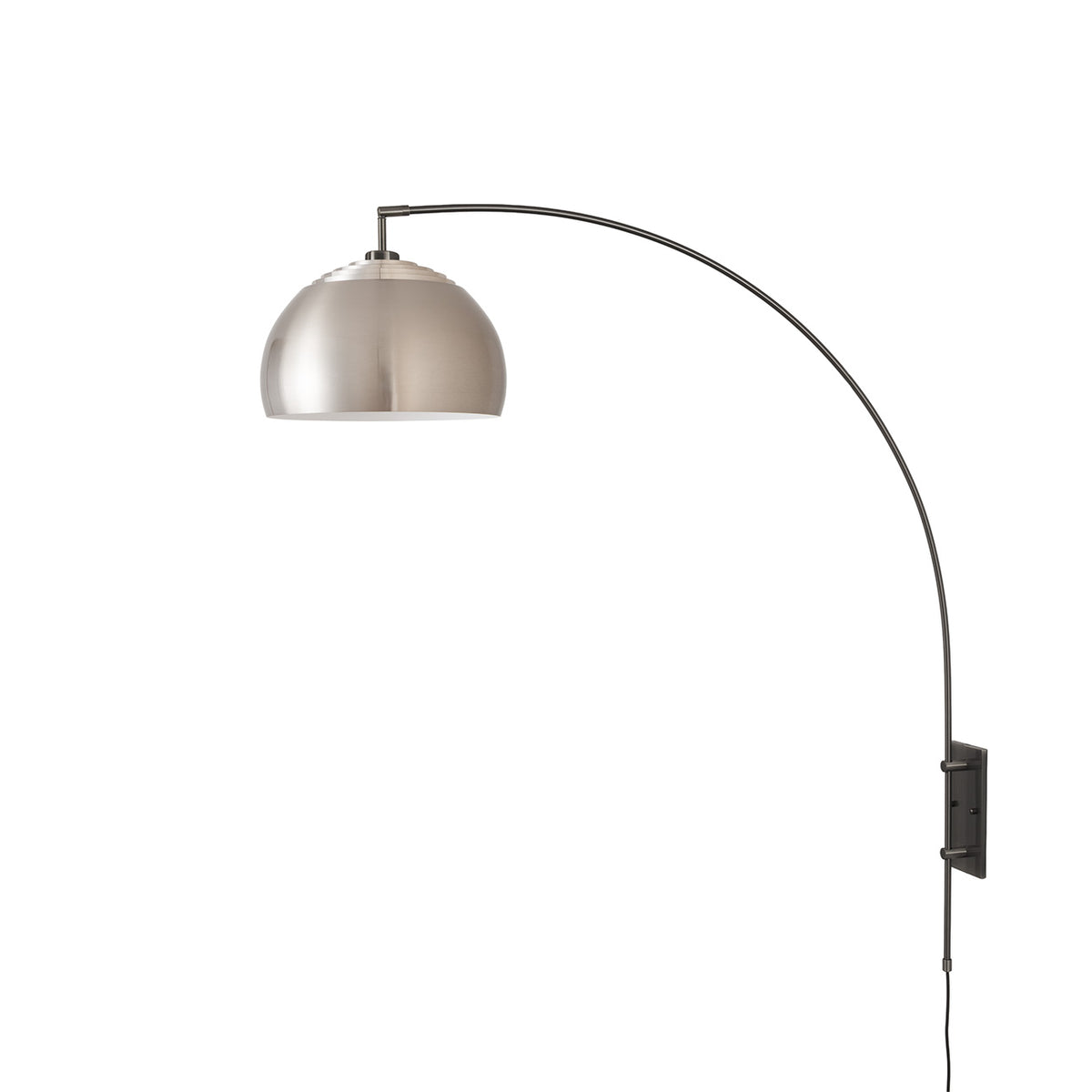 Half Dome Wall Mounted Arc Lamp by Nova of California, Satin Nickel shade, Black Nickel base – view 11