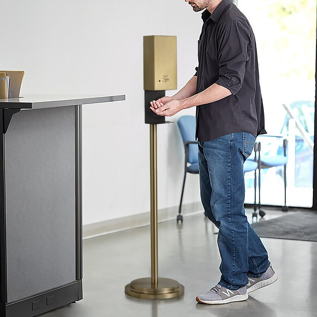 Luxe Touchless Hand Sanitizer Floor Stand, 54" by Nova of California – view 3