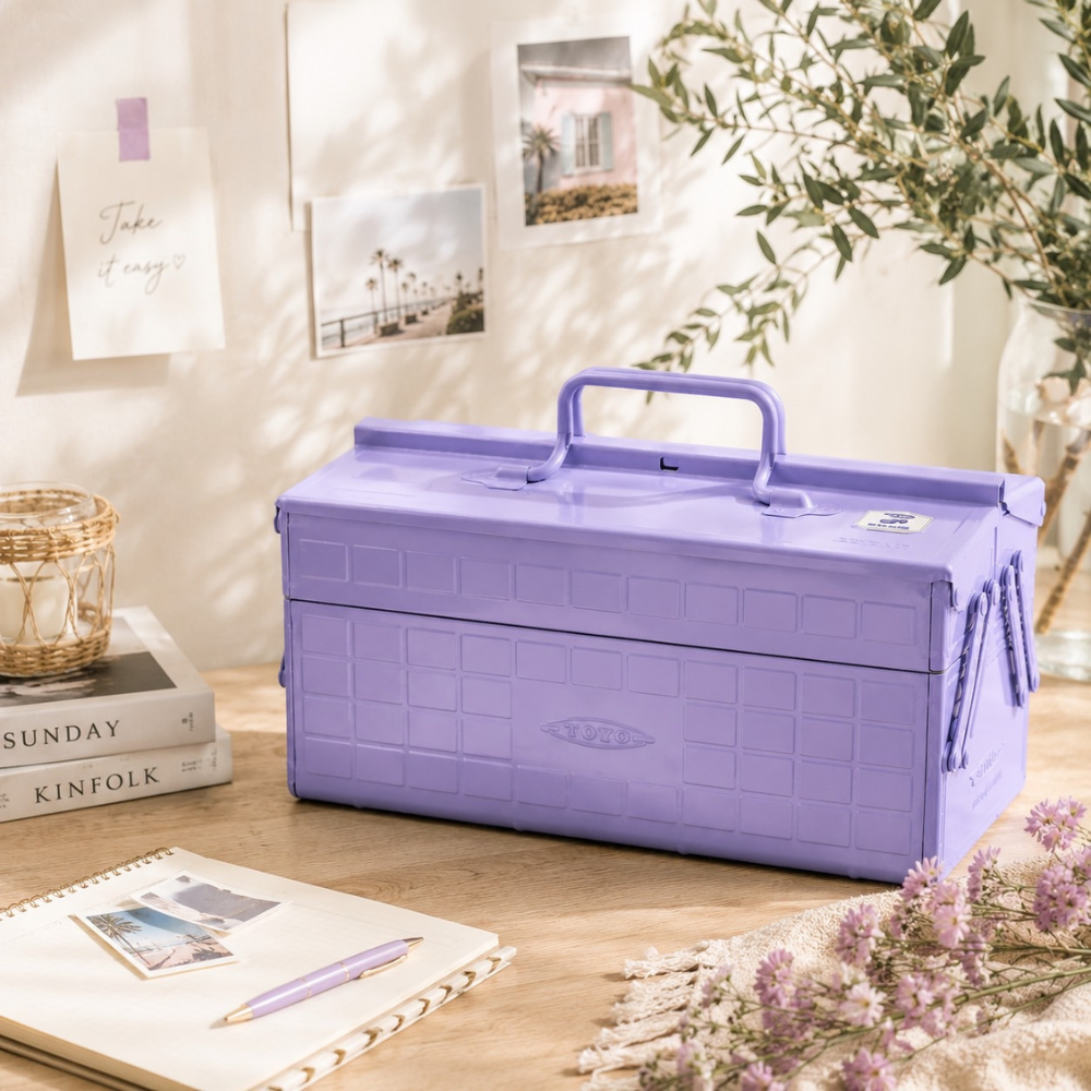 Toyo Steel ST-350 Two-Level Cantilever Toolbox – Lilac in use
