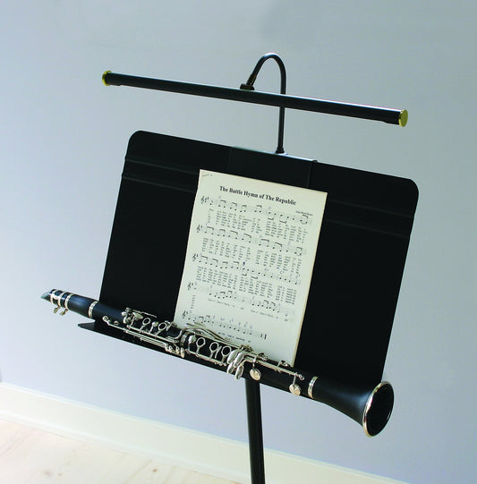 House of Troy Grand Piano 19" LED Clamp Lamp in Black in a room setting