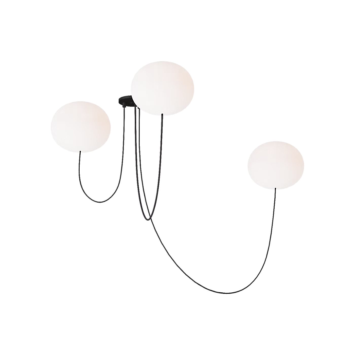Matte black modern LED chandelier with adjustable cables for dining room lighting