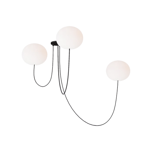 Matte black modern LED chandelier with adjustable cables for dining room lighting