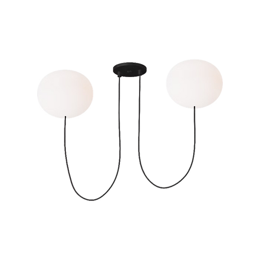 Matte black 2-light chandelier for dining room and modern living spaces
