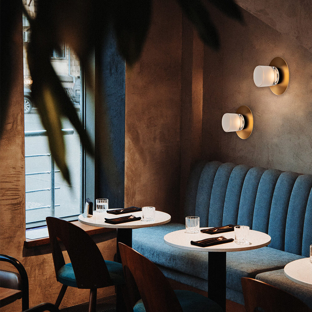 Hito wall sconce and ceiling light by Viso in a lifestyle setting, view 2