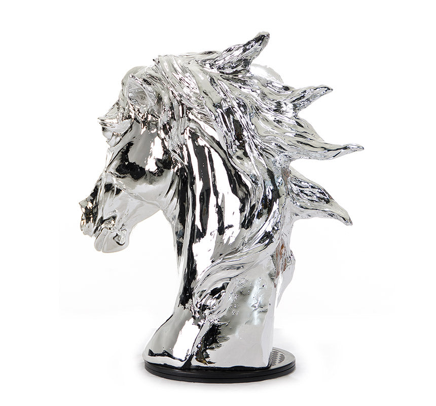 SZ0002 Modern Silver Horse Head Sculpture